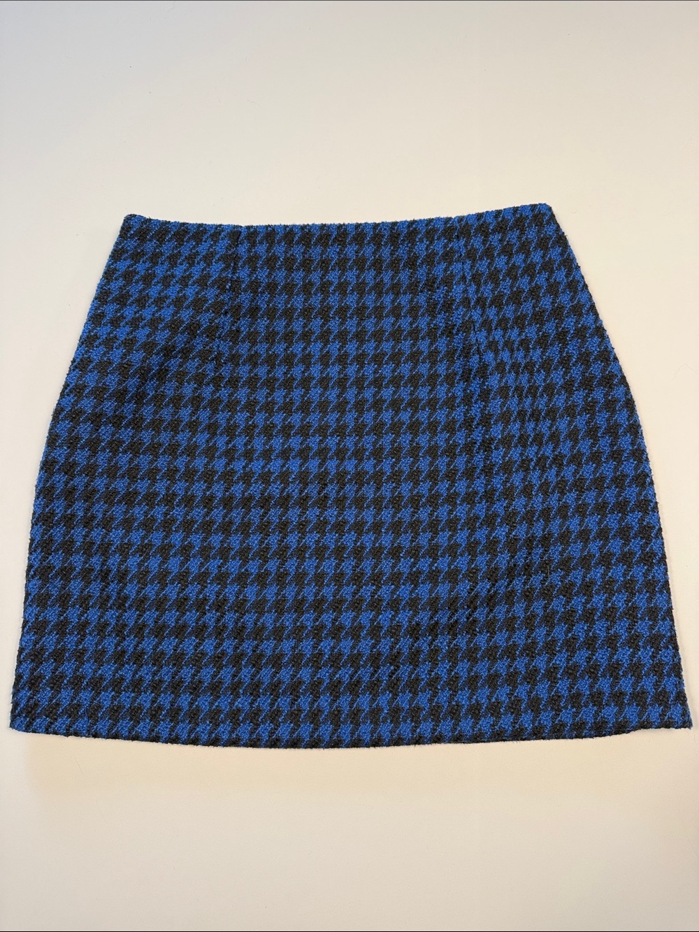 Dynamite Blue and Black Houndstooth Mini Skirt